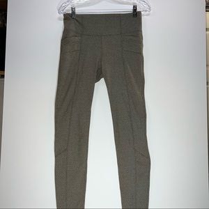 Womens ATHLETA Metro Leggings High Waisted Criss Cross Green w/ Pockets Sz Small